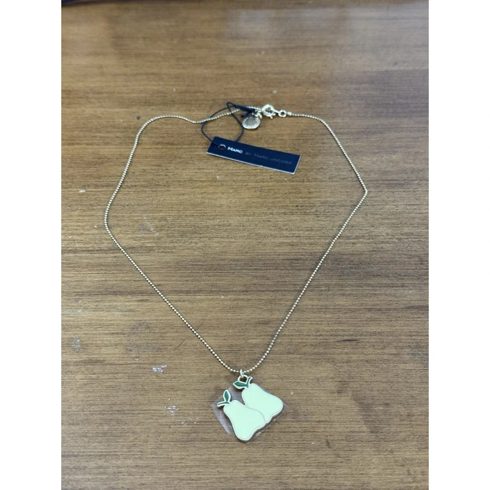 Marc By‎ Marc Jacobs Pear Pendant Necklace Fruit Watch Clock Charm Enamel Chain